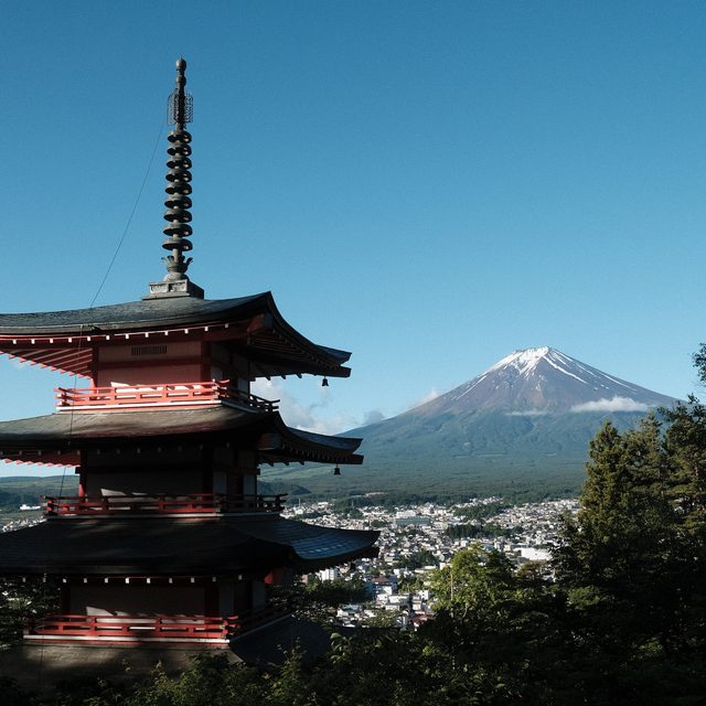 THE iconic Japan photo. Mt. Fuji fully visible this morning. :)