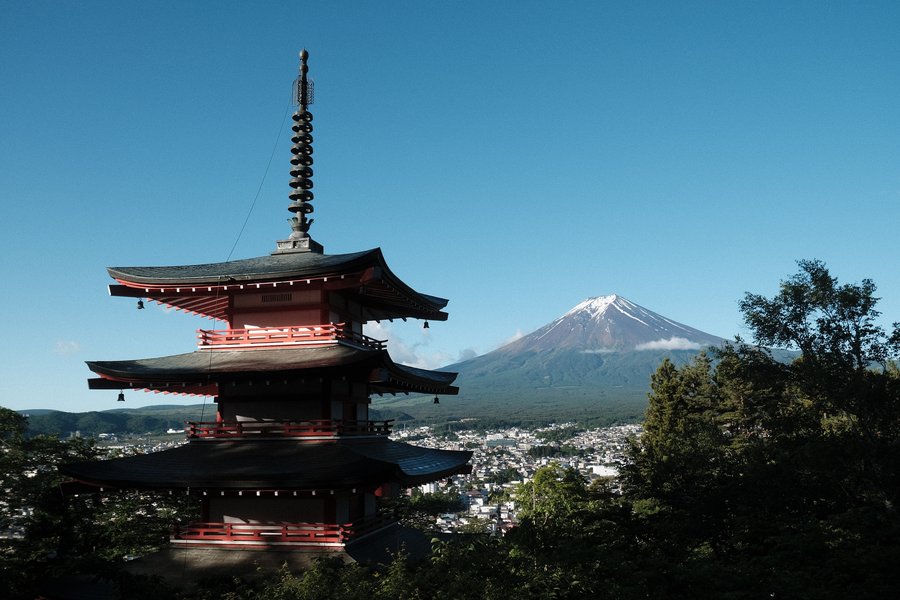 THE iconic Japan photo. Mt. Fuji fully visible this morning. :)